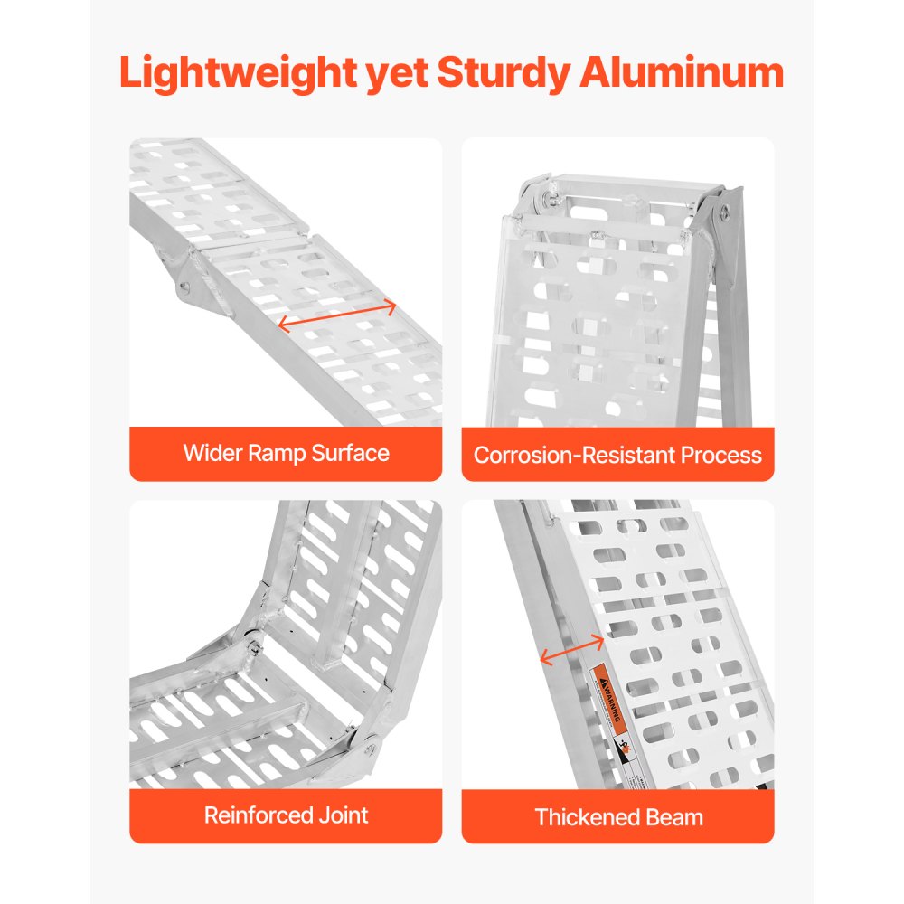 VEVOR Aluminum Ramps, 750 lbs, 1Pcs Heavy-duty Ramps with Wider Ramp Surface, Universal Stable Loading Ramp with Handles, Fit for Motorcycle, Electric Bicycle, Bicycle, etc.