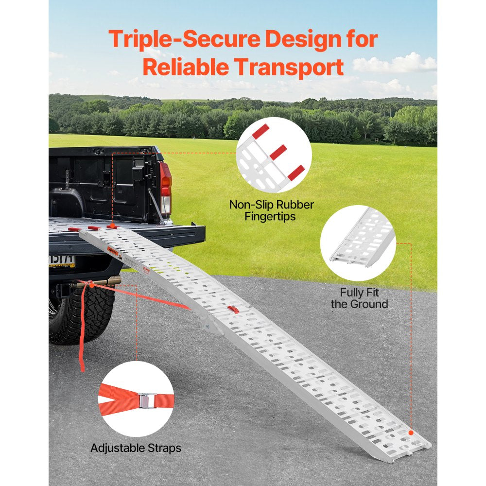 VEVOR Aluminum Ramps, 750 lbs, 1Pcs Heavy-duty Ramps with Wider Ramp Surface, Universal Stable Loading Ramp with Handles, Fit for Motorcycle, Electric Bicycle, Bicycle, etc.