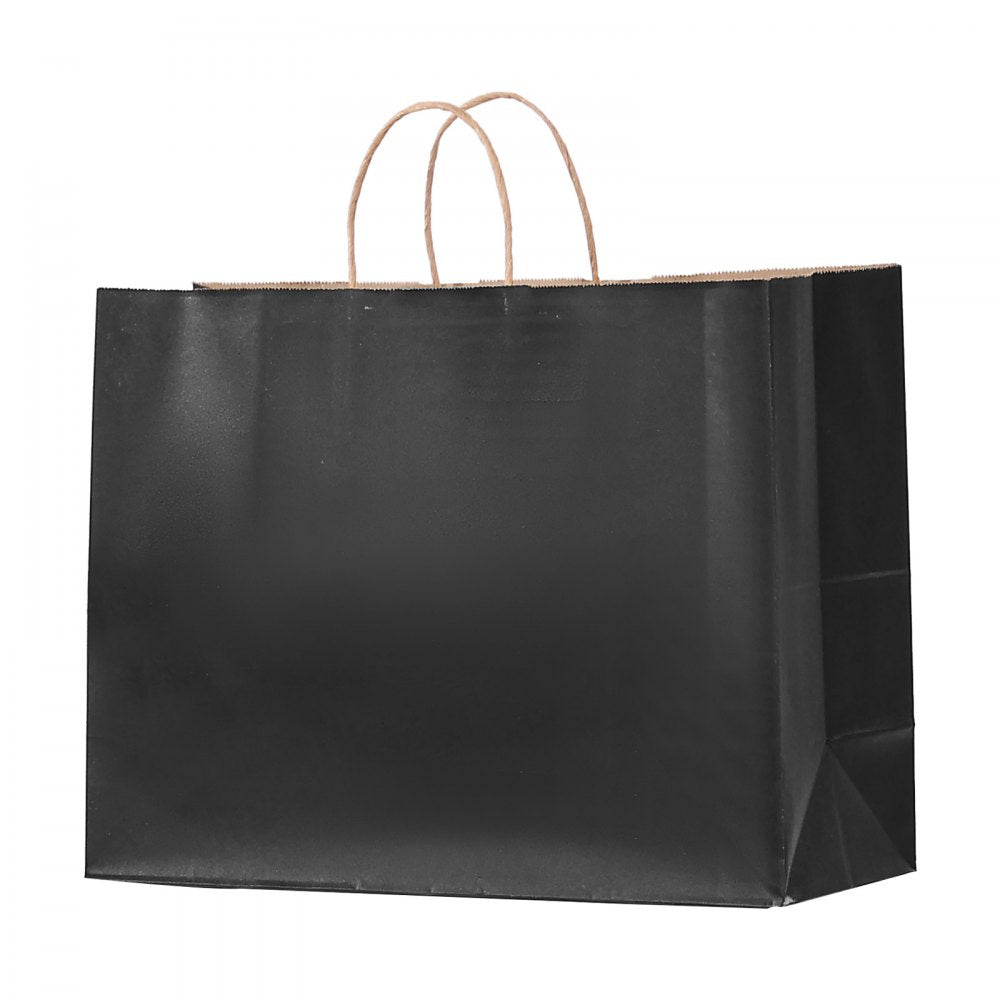 VEVOR Kraft Paper Bags with Handles, 50Pcs 16 x 6 x 12 in, Large Paper Grocery Bags, Reusable & Recycled Take-Out Sacks, Plain Party Bag Bulk for Birthday, Wedding, Business, Goody, Black