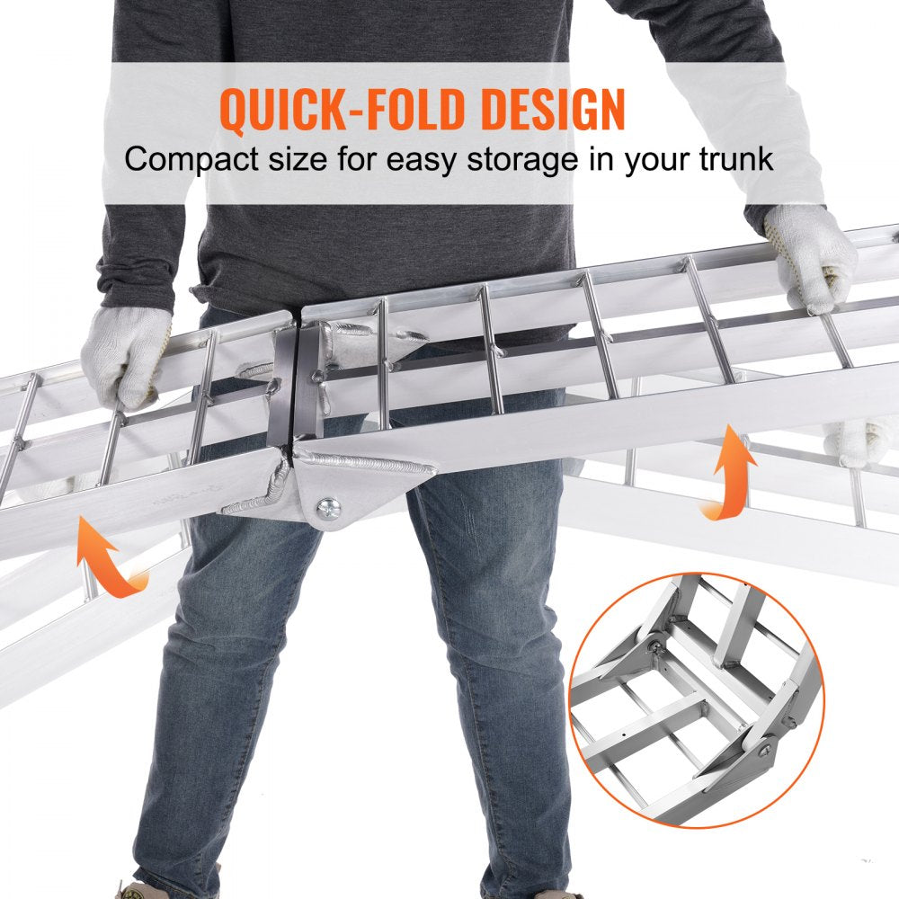 VEVOR Motorcycle Ramp, 750lbs Folding Loading Ramp for Pickup Trucks Bed, Trailers Ramp with Load Straps for Motorcycle, Dirt Bike, UTV, Lawn Mower, Truck, Snowblower, Cargo Trailer, 89"L x 12"W,1Pc