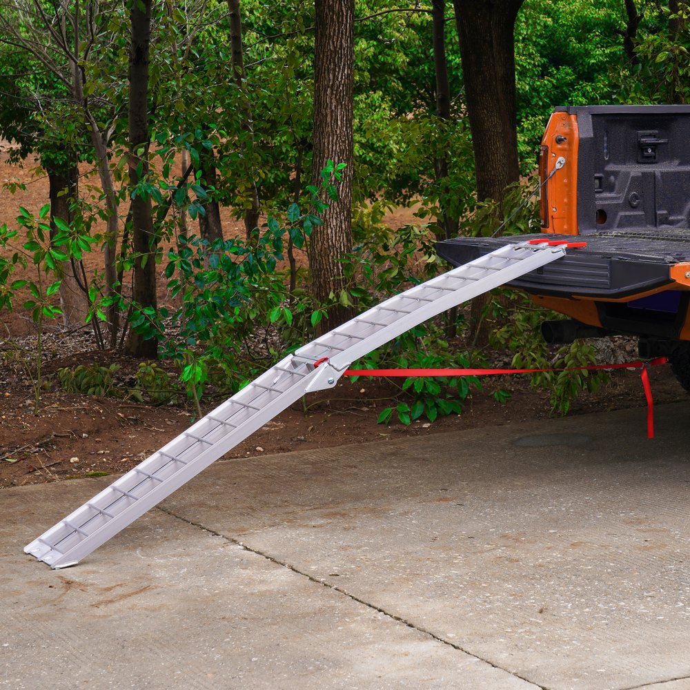 VEVOR Motorcycle Ramp, 750lbs Folding Loading Ramp for Pickup Trucks Bed, Trailers Ramp with Load Straps for Motorcycle, Dirt Bike, UTV, Lawn Mower, Truck, Snowblower, Cargo Trailer, 89"L x 12"W,1Pc