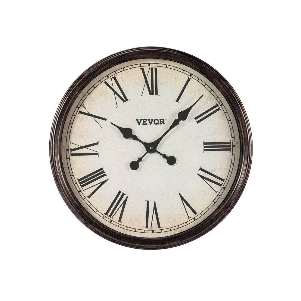 VEVOR Wall Clock, 20 in Wall Clock Roman Numerals, Battery Operated Non Ticking Silent Classic Decorative Round Clocks, for Living Room Bedroom Office Kitchen Dining Room Home Decor Farmhouse, Brown