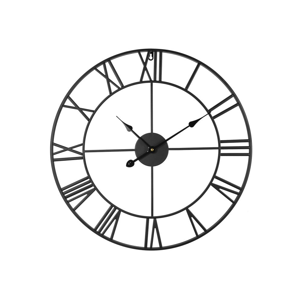 VEVOR Wall Clock, 24 in Wall Clock Roman Numerals, Battery Operated Non Ticking Silent Classic Decorative Round Clocks, for Living Room Bedroom Office Kitchen Dining Room Home Decor Farmhouse, Black
