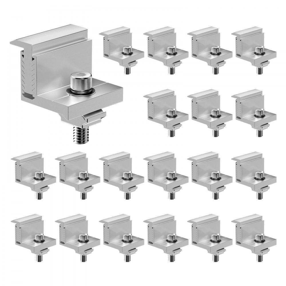 VEVOR Solar Panel Z Mounting Brackets, 35-50mm Adjustable Solar Panel End Clamps, Lightweight Anodized Aluminum Solar Panel Mount Z Brackets for RVs, Campers, Boats, Walls, Roof (20 PCS)
