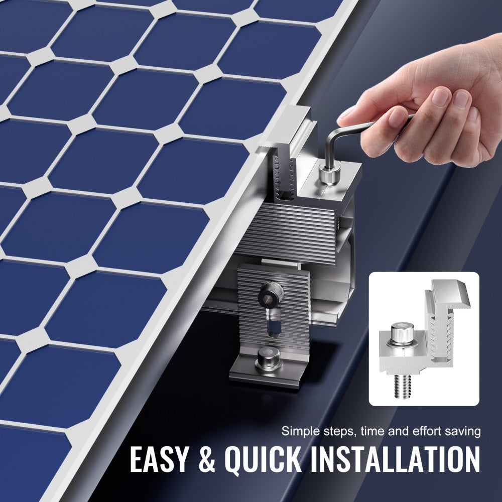 VEVOR Solar Panel Z Mounting Brackets, 35-50mm Adjustable Solar Panel End Clamps, Lightweight Anodized Aluminum Solar Panel Mount Z Brackets for RVs, Campers, Boats, Walls, Roof (40 PCS)