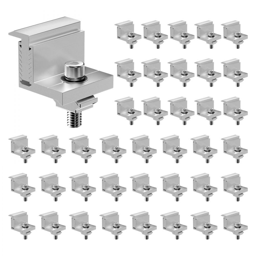 VEVOR Solar Panel Z Mounting Brackets, 35-50mm Adjustable Solar Panel End Clamps, Lightweight Anodized Aluminum Solar Panel Mount Z Brackets for RVs, Campers, Boats, Walls, Roof (40 PCS)