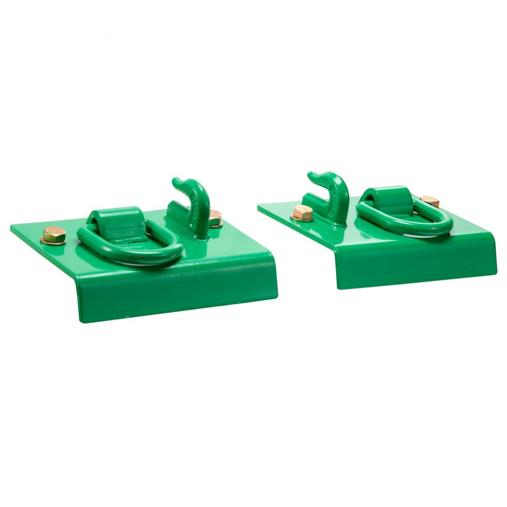 VEVOR 5/16" Tractor Bucket Hook with Tie Down Ring, Grade 70 Forged Steel 2 Pack Bolt-On Grab Hook with Back Plate Compatible for Tractor Bucket RV UTV Truck, Maximum Break Strength 12,000 lbs, Green