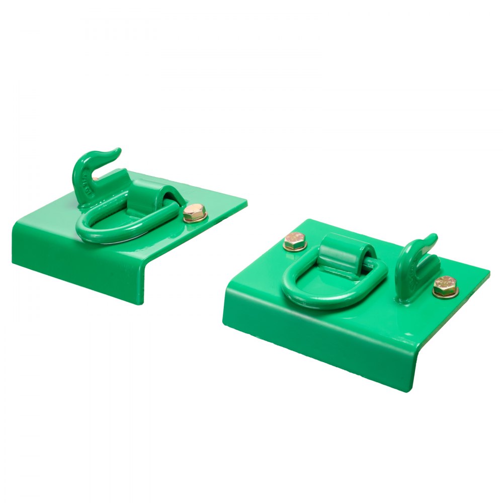 VEVOR 5/16" Tractor Bucket Hook with Tie Down Ring, Grade 70 Forged Steel 2 Pack Bolt-On Grab Hook with Back Plate Compatible for Tractor Bucket RV UTV Truck, Maximum Break Strength 12,000 lbs, Green