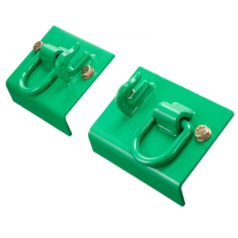 VEVOR 5/16" Tractor Bucket Hook with Tie Down Ring, Grade 70 Forged Steel 2 Pack Bolt-On Grab Hook with Back Plate Compatible for Tractor Bucket RV UTV Truck, Maximum Break Strength 12,000 lbs, Green