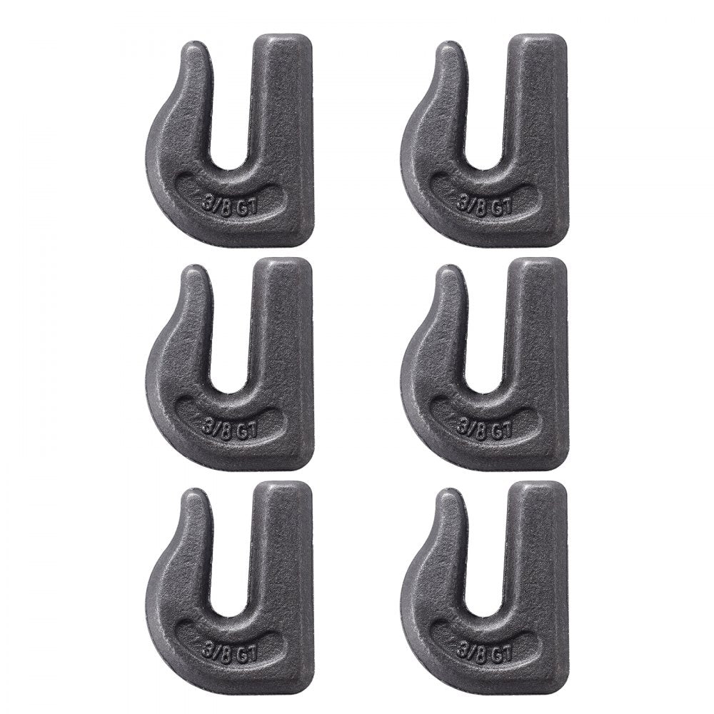VEVOR Weld-on Grab Chain Hooks 3/8" Heavy Duty Tow Hook G70 Forged Steel 6 Packs Tractor Hook Weldable Compatible for Tractor Bucket, Crane, Chain Hoist, Forklift, Maximum Break Strength 15,000 lbs