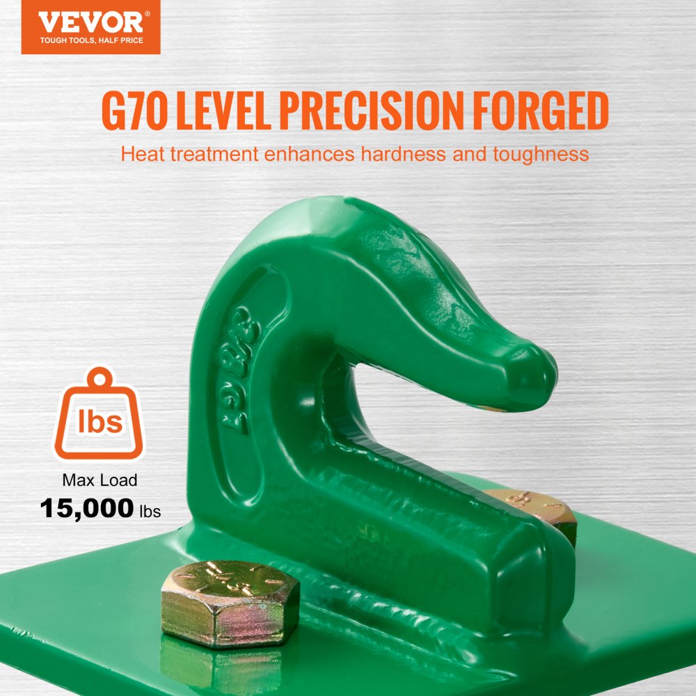 Vevor 3/8" Tractor Bucket Hooks Grade 70 Forged Steel 2 Pack Bolt On Grab Hooks Heavy Duty Mount With Backer Plate, Maximum Break Strength 15,000 Lbs, Compatible For Tractor Bucket, Rv, Pickup, Truck