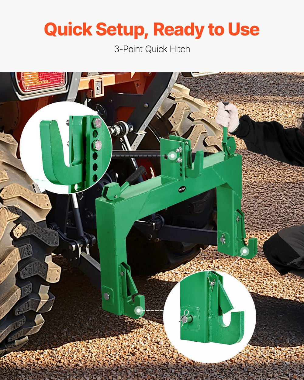 VEVOR 3-Point Quick Hitch - quick setup ready to use