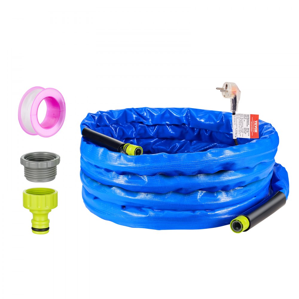VEVOR 25ft Heated Water Hose for RV, Heated Drinking Water Hose with Corrugated Cover Antifreeze to -45°F, Automatic Self-regulating, 5/8" I.D. with 3/4" GHT Adapter, Lead and BPA Free