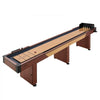 VEVOR 12 ft Shuffleboard Table, 2 in 1 Shuffleboard and Bowling Combo Set, Shuffle Board with Rustic Wood Finish, Scratch-Resistant Playfield, 8 Pucks, Bowling Set, Wax, Brush, for Family Game Room