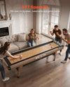 VEVOR 9 ft Shuffleboard Table, Scratch-Resistant Playfield for Smooth, Fast Puck Action, Pedestal Legs with Levelers for Optimum Stability, Shuffle Board w/ 8 Pucks, Wax, Brush, for Family Game Room