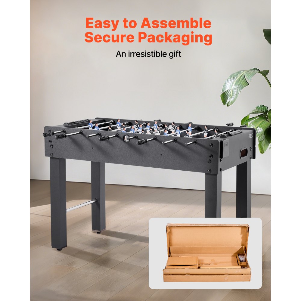 VEVOR Foosball Table, 48 inch Standard Size Table, Indoor Full Size Foosball Tables for Home, Family, and Game Room, Durable Soccer Set, Includes 2 Balls, Score Keeper, and 2 Cup Holders