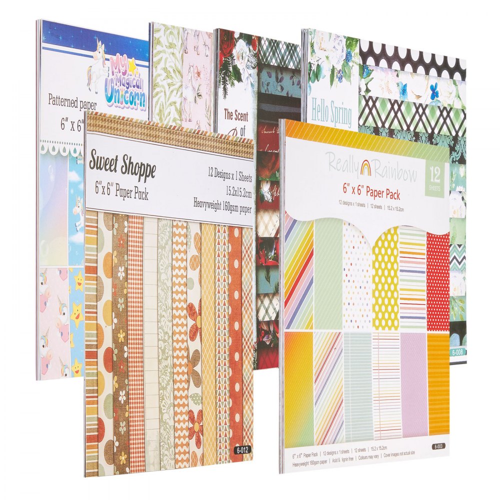 VEVOR Scrapbook Paper, 72 Sheets, 6 x 6 in Mixed Special Patterned Paper Set for VEVOR Die Cutting and Embossing Machine, Vibrant Color, for Decorations, Scrapbooking, Card Making, and DIY Crafting