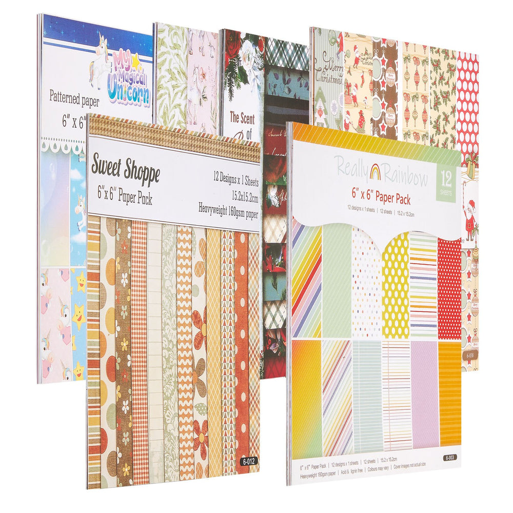 VEVOR Scrapbook Paper, 72 Sheets, 6 x 6 in Mixed Special Patterned Paper Set for VEVOR Die Cutting and Embossing Machine, Vibrant Color, for Decorations, Scrapbooking, Card Making, and DIY Crafting