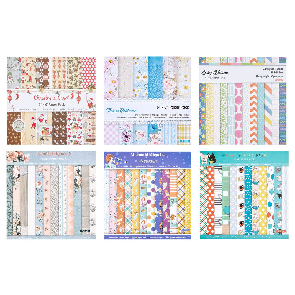 VEVOR Scrapbook Paper, 72 Sheets, 6 x 6 in Mixed Special Paper for VEVOR Die Cutting and Embossing Machine, Vibrant Color, Patterned Design for Decorations, Scrapbooking, Card Making, and DIY Crafting