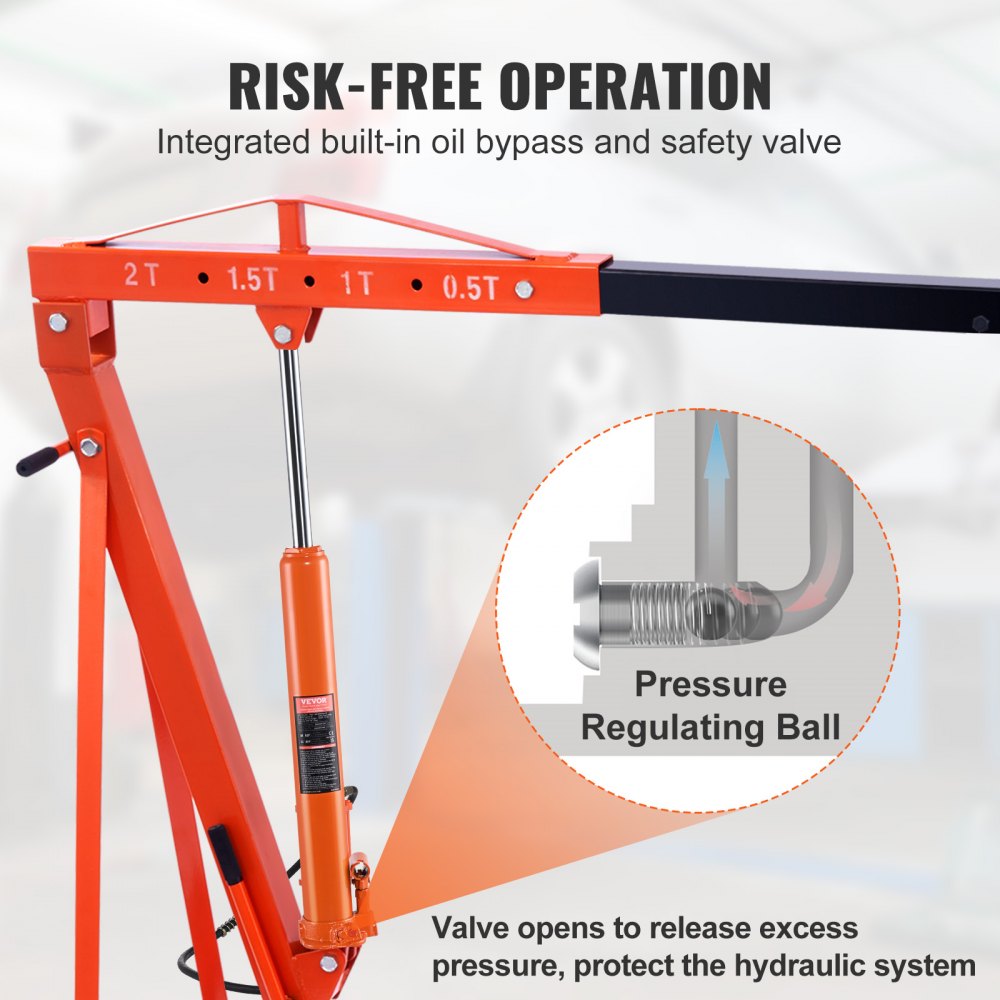 VEVOR Hydraulic Long Ram Jack, 8 Ton Engine Hoist Cylinder with Air Pump and Single Piston Pump, Hydraulic Ram Cylinder Clevis Base for Engine Lift Hoists, Garage/Shop Cranes, Mechanical, Farm