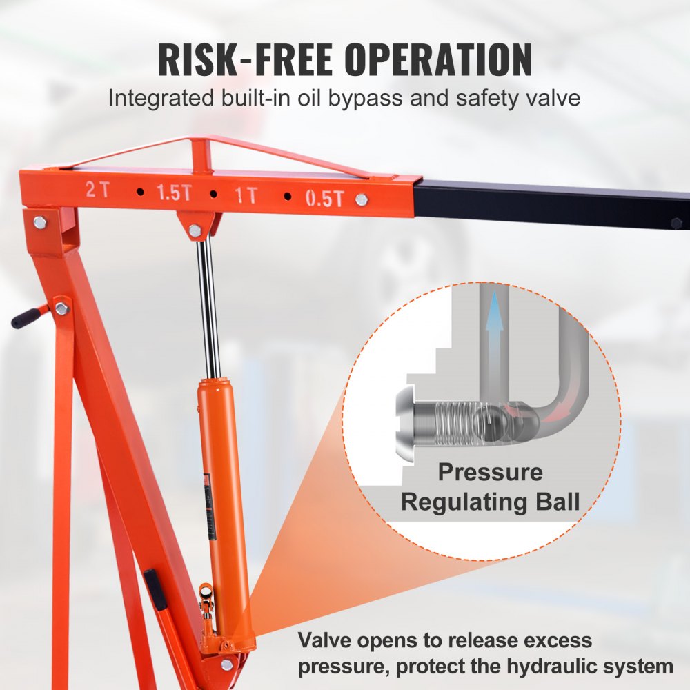 VEVOR Hydraulic Long Ram Jack, 8 Ton Engine Hoist Cylinder with Double Piston Pump And Clevis Base, Hydraulic Ram Cylinder for Engine Lift Hoists, Hydraulic Garage/Shop Cranes, Mechanical, Farm