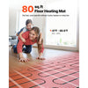 VEVOR 80 sqft Self-Adhesive Mesh Floor Heating Mat System, 120V Electric Radiant Heated Floor System, with Smart Control Thermostat & Alarm, Easy Installation for Tile, Stone, Vinyl