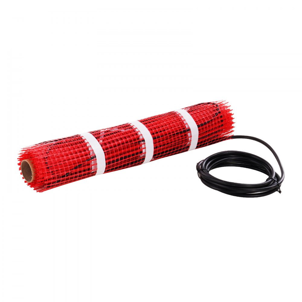 VEVOR Floor Heating Mat,10 Sq.ft. 14℉-113℉ Electric Radiant Floor Heated Warm System with Digital Floor Sensing Thermostat, 110-120V  Includes Installation Monitor, Adhesive Back for Easy Installation