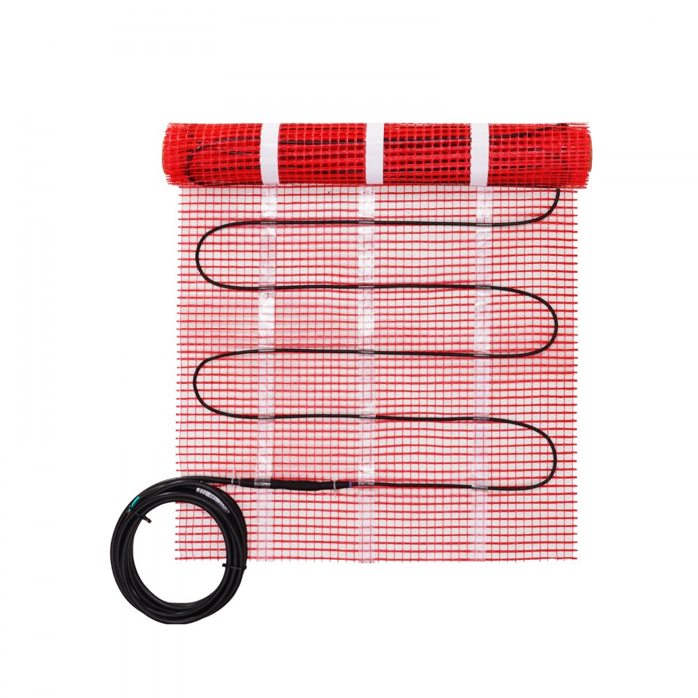 VEVOR Floor Heating Mat,10 Sq.ft. 14℉-113℉ Electric Radiant Floor Heated Warm System with Digital Floor Sensing Thermostat, 110-120V  Includes Installation Monitor, Adhesive Back for Easy Installation