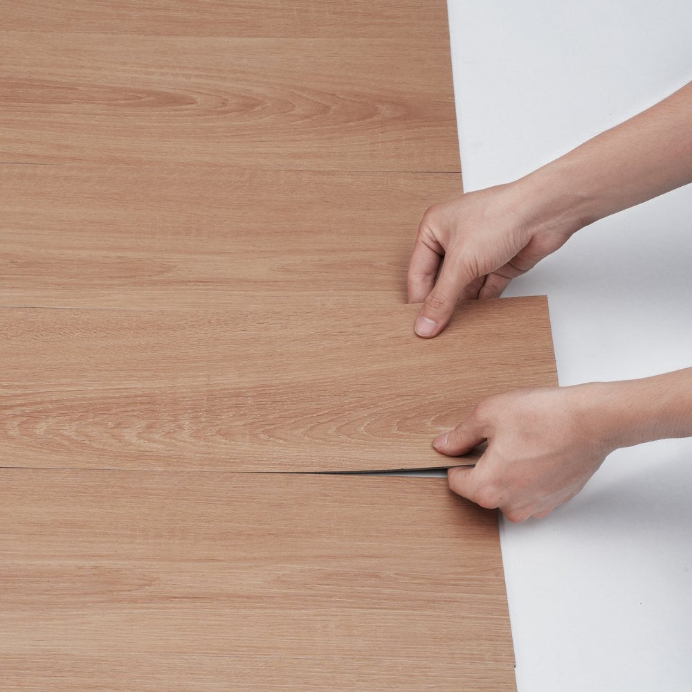 VEVOR Self Adhesive Vinyl Floor Tiles 36 x 6 inch, 36 Tiles 2.5mm Thick Peel & Stick, Natural Wood Grain DIY Flooring for Kitchen, Dining Room, Bedrooms & Bathrooms, Easy for Home Decor