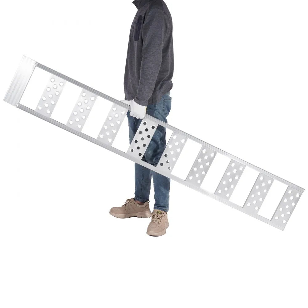 VEVOR Aluminum Ramps, 1250lbs, Straight Ramp with Treads and Load Straps, Portable Loading Ramp for Motorcycles, ATVs, Trucks, Lawn Mower, Dirt Bike, Garden Tractor, 78"L x 12"W, 2Pcs