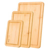 VEVOR Cutting Board, 3 Pieces, Premium Versatile Bamboo Cutting Board with Food-Grade Oil and Juice Groove,Sturdy & Durable Chopping Board with Built-in Handle, Fit for Display, Chopping & Serving