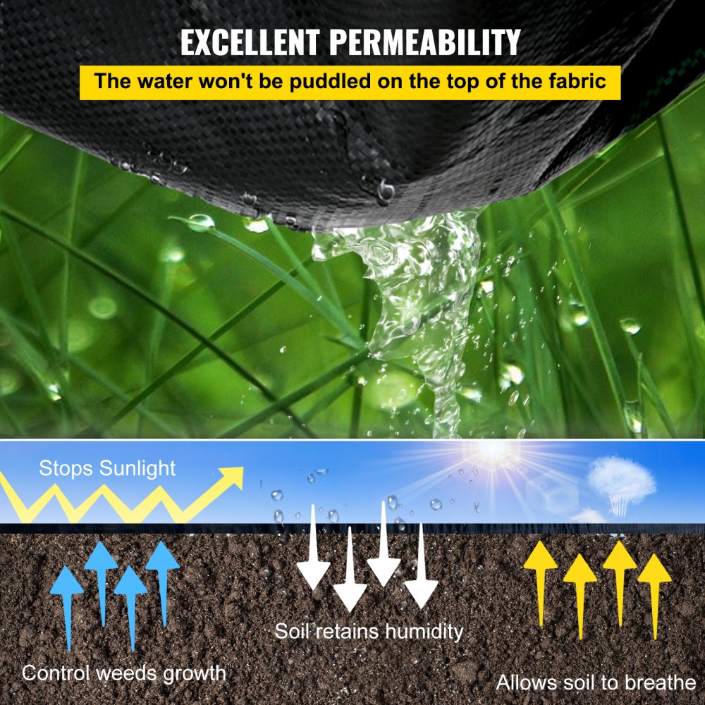 20 year 6x300 ft Heavy Duty PP Woven Weed Barrier Landscape Ground Cover 3.2Oz