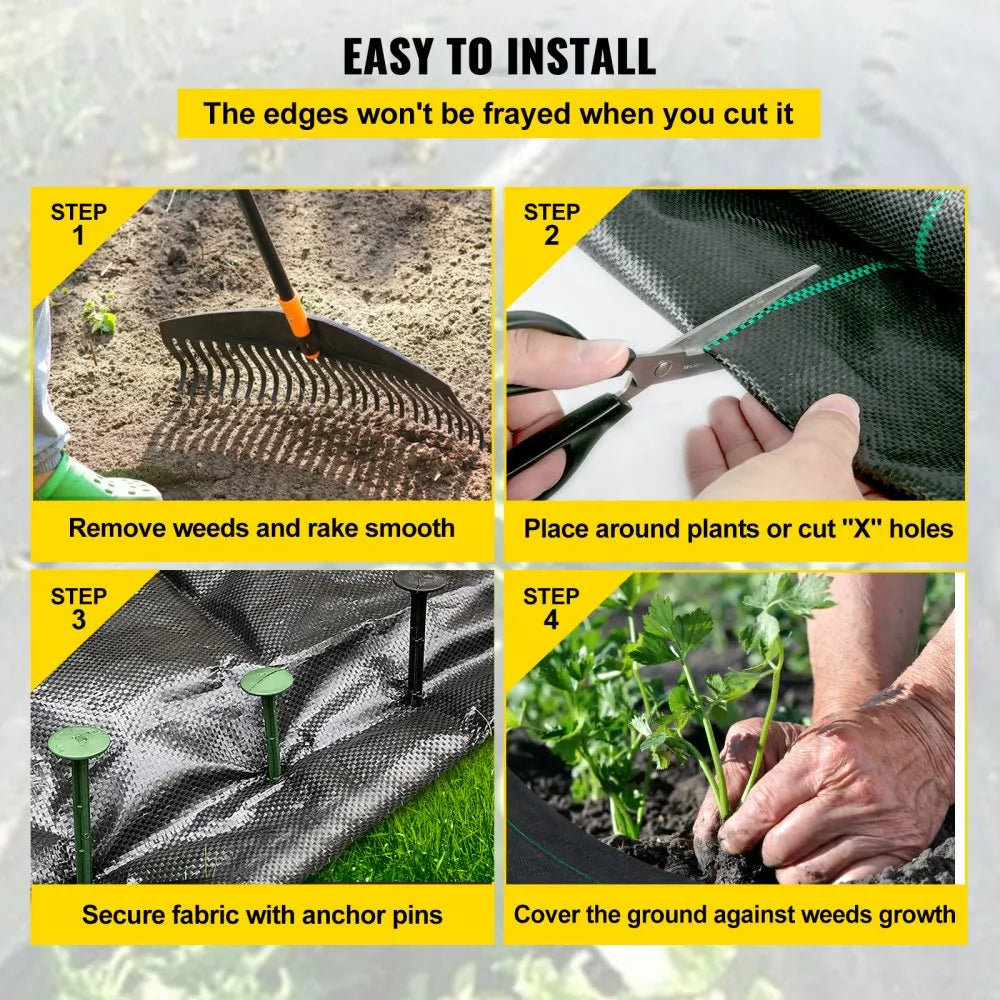 20 year 6x300 ft Heavy Duty PP Woven Weed Barrier Landscape Ground Cover 3.2Oz