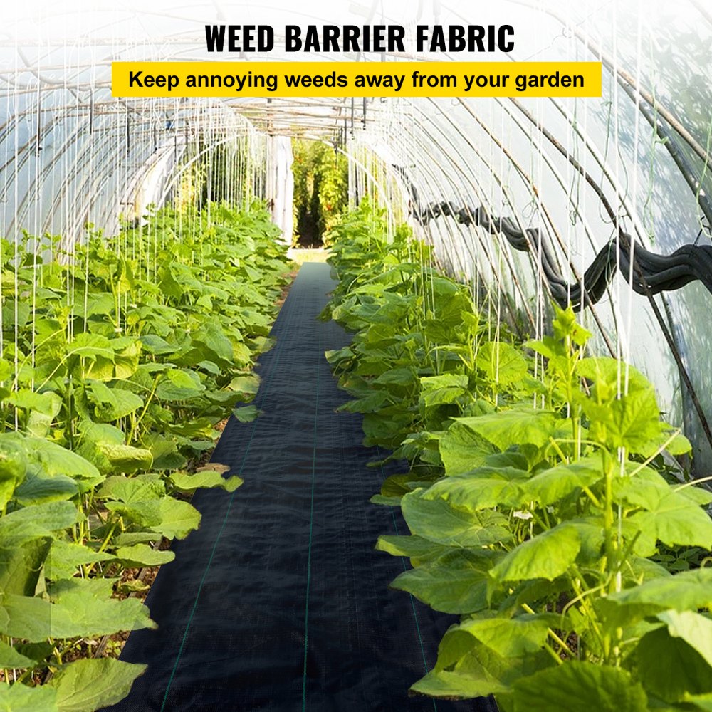 VEVOR Weed Control Fabric 6ft x 300ft - Geo Textile Fabric Heavy Duty - Woven Ground Cover for Commercial Greenhouse, Yard, Garden Barrier Cloth Blocker Mat