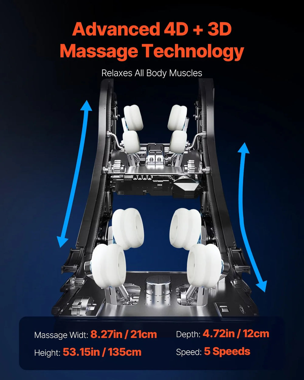 Vevor Full Body Massage Chair Dual Core 3D/4D with Extended SL Track Voice Control New