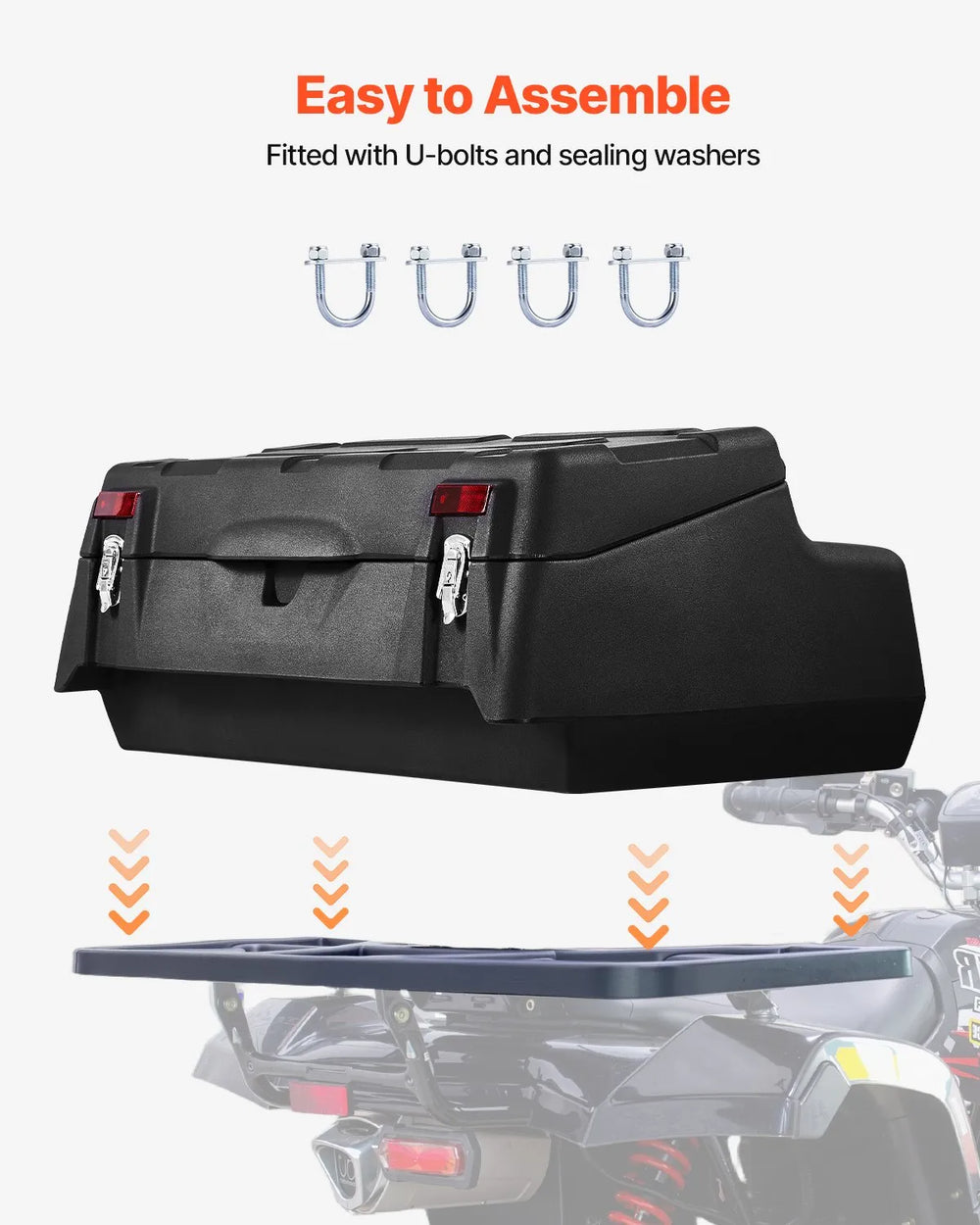 Vevor ATV Rear Cargo Storage Box 95L Waterproof with Backrest New