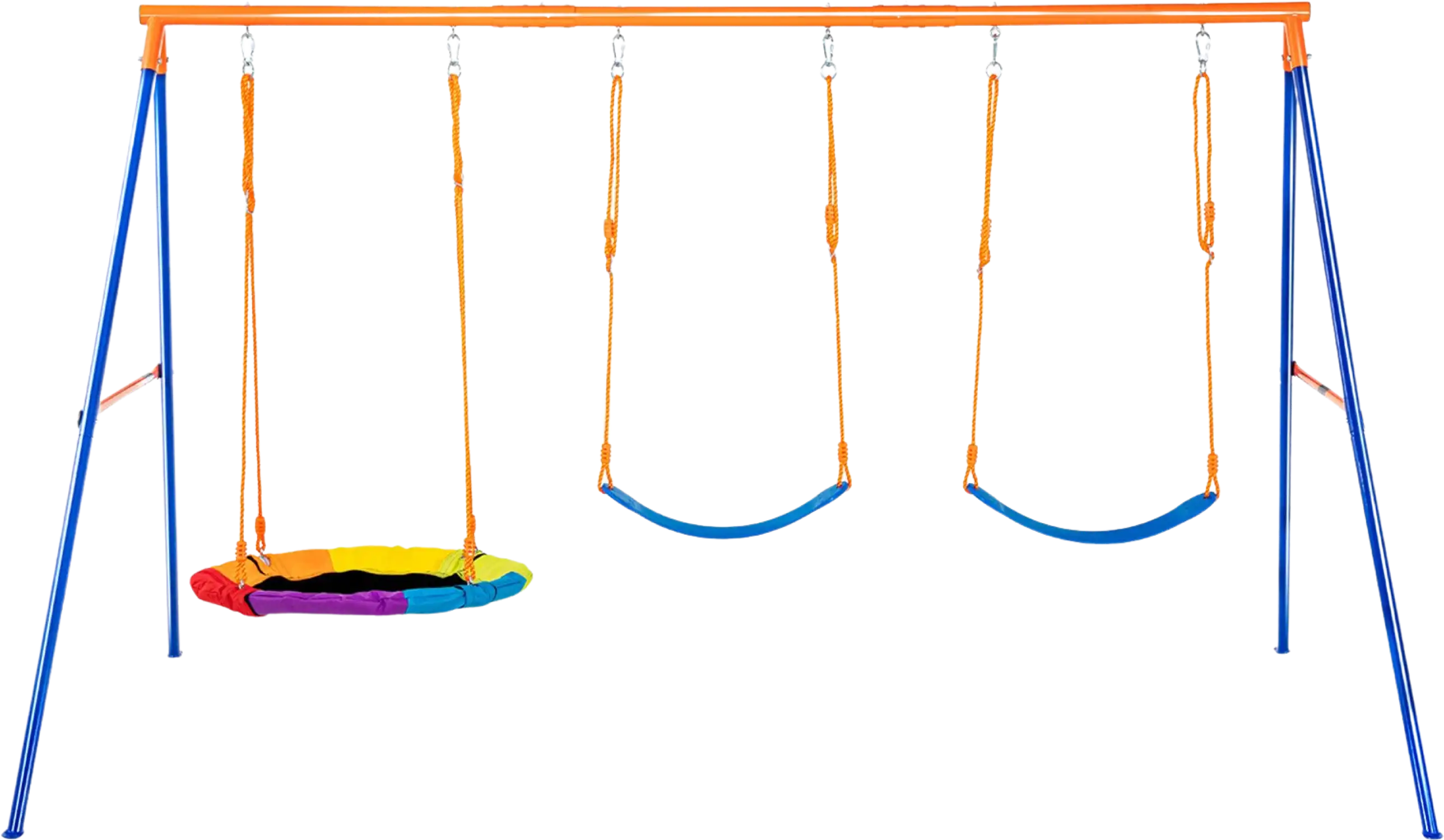 Vevor Swing Set for Backyard 1 Saucer 2 Belt Seats A-Frame Metal Stand New