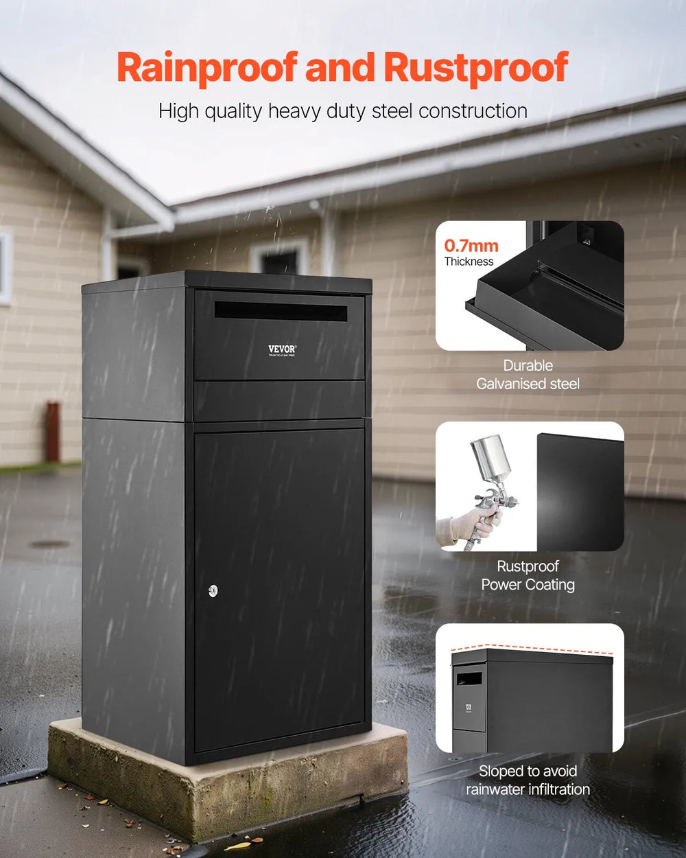 Vevor Package Delivery Box 36" Anti-Theft Lockable Parcel Drop Box New