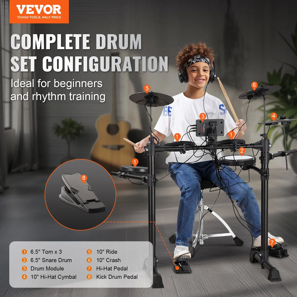 Vevor Electric Drum Kit Foldable with 4 Drums 3 Cymbals 150+ Sounds New