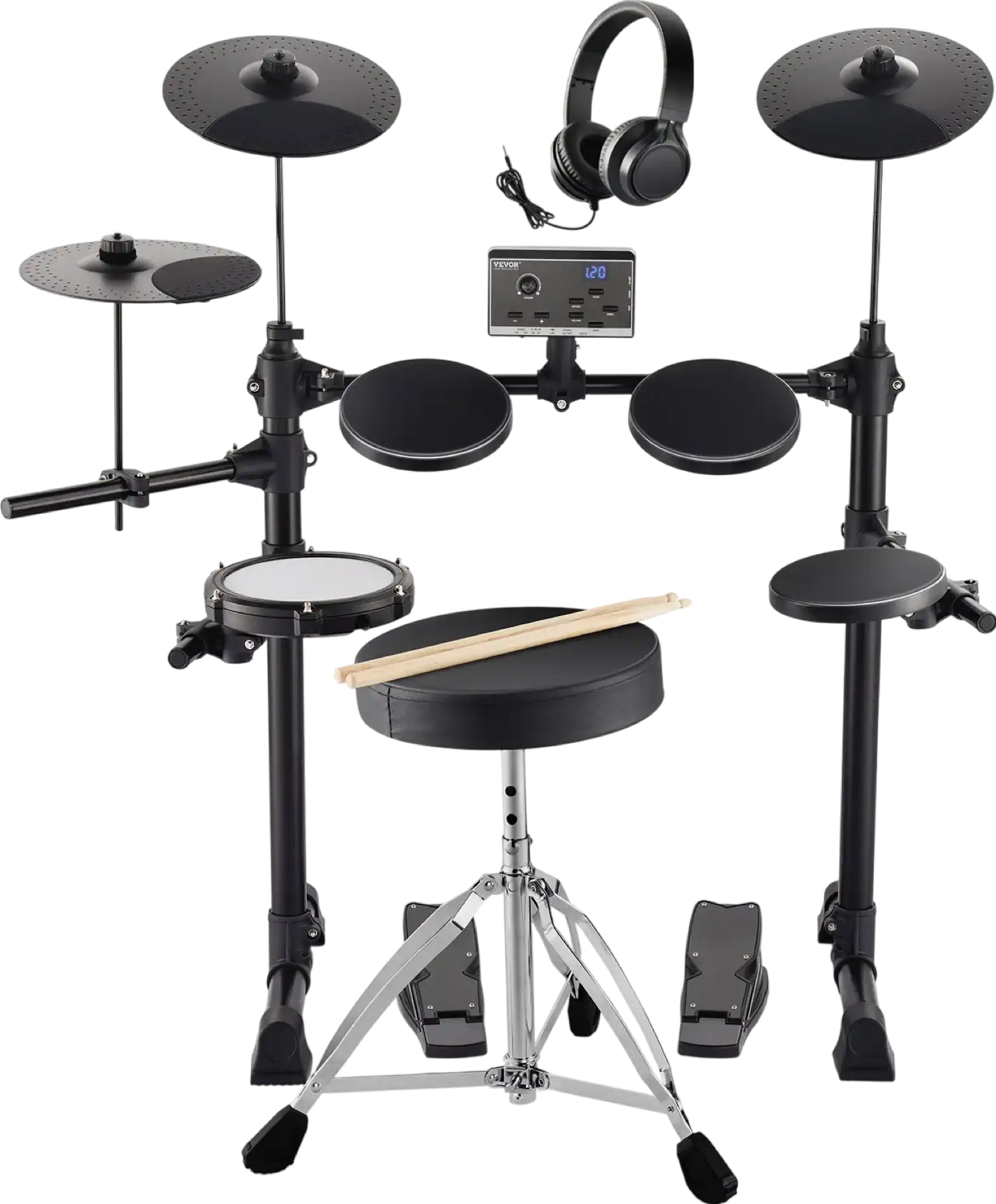 Vevor Electric Drum Kit Foldable with 4 Drums 3 Cymbals 150+ Sounds New