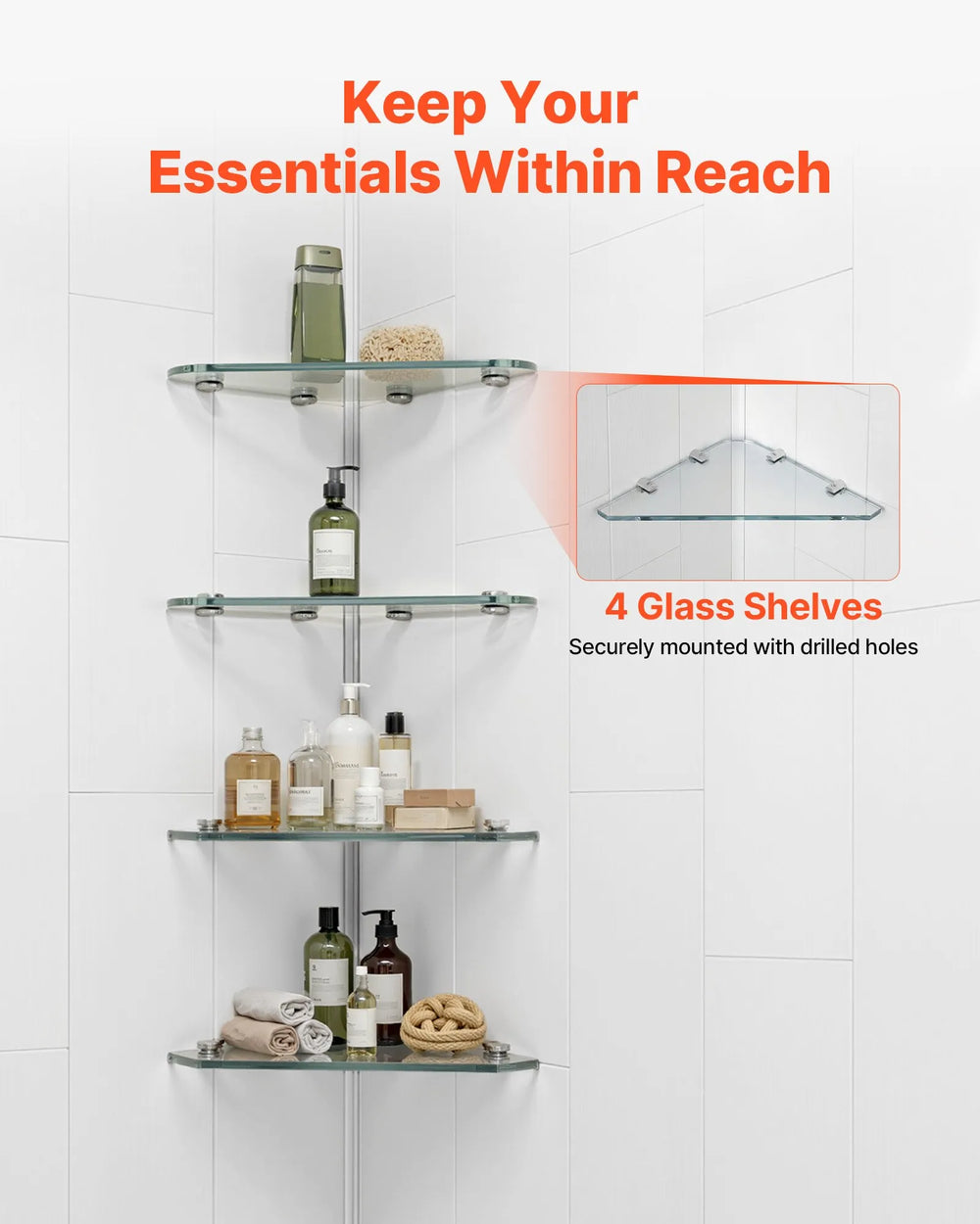 Vevor Shower Wall Panels 60 x 36 x 75 in. Surround Kit Trimmable with 4 Glass Shelves New