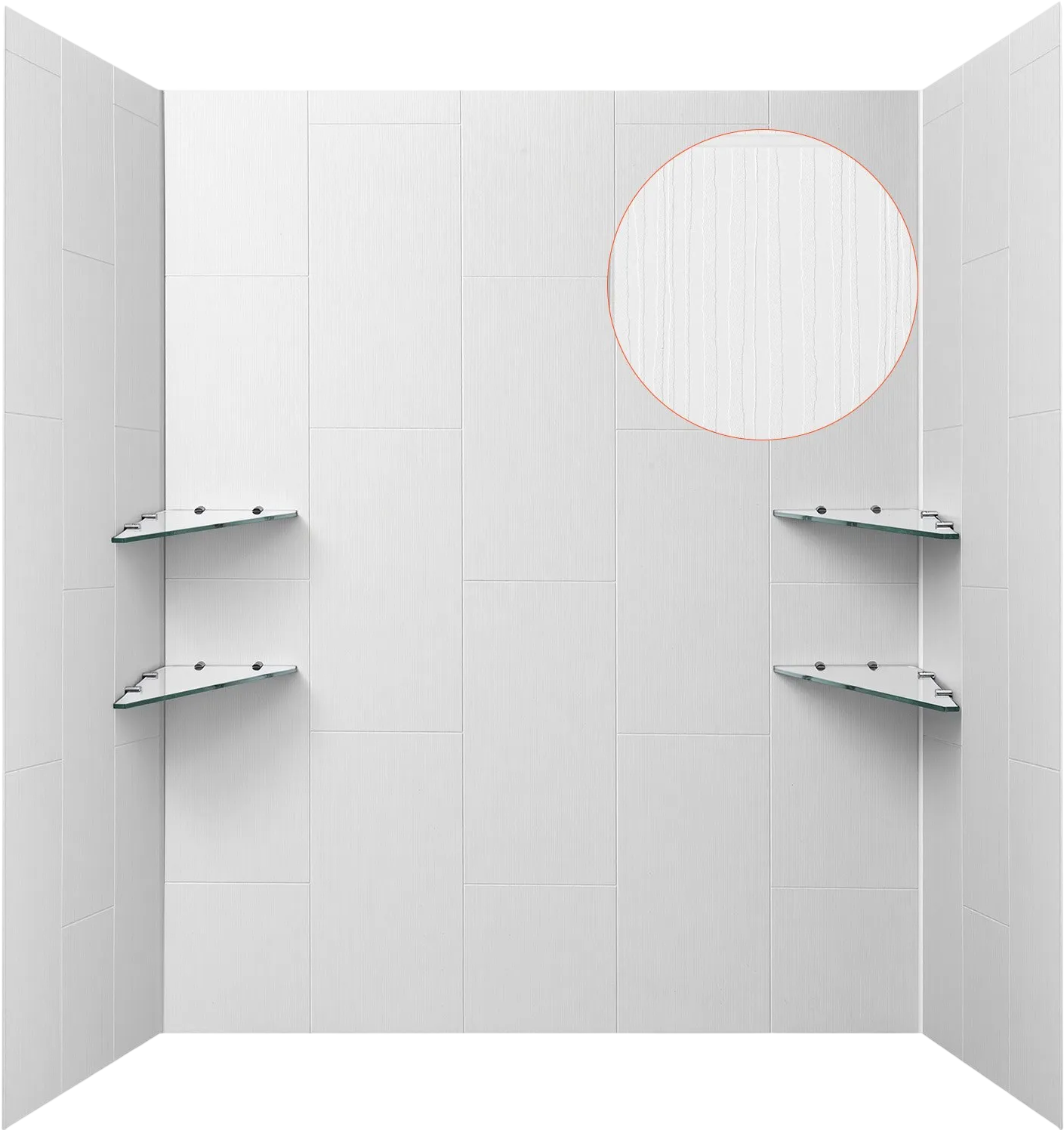 Vevor Shower Wall Panels 60 x 36 x 75 in. Surround Kit Trimmable with 4 Glass Shelves New
