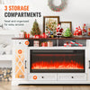 Vevor TV Stand 80" Cabinet with 42" Electric Fireplace 20 LED Lights Remote Control New