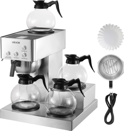 Vevor Commercial Drip Coffee Maker 12 Cups with 4 Glass Carafes Warmer Plates New