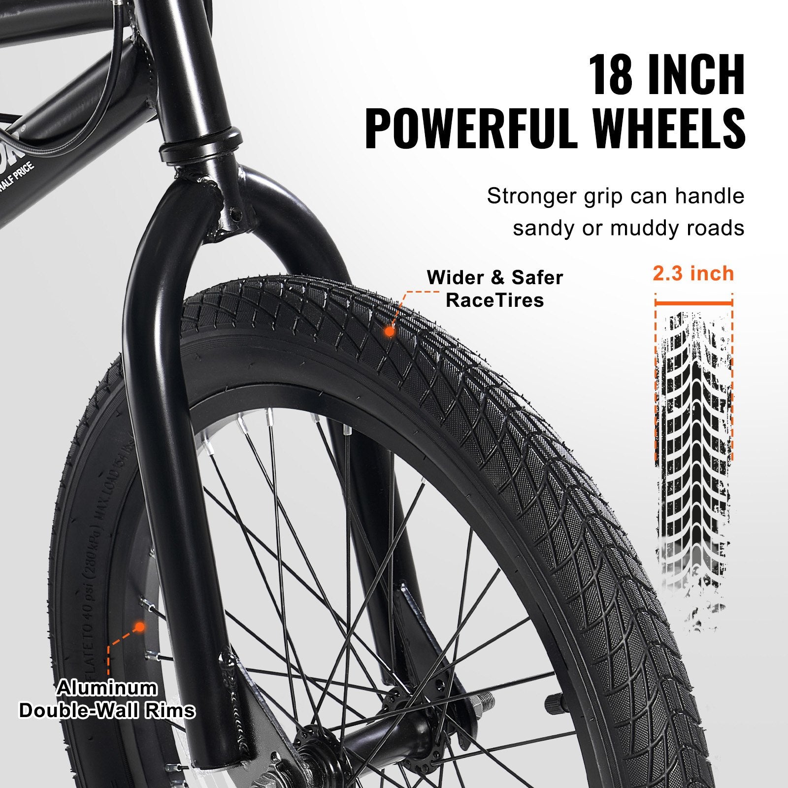 Vevor BMX Bike Freestyle Hi-Ten Steel Frame 18