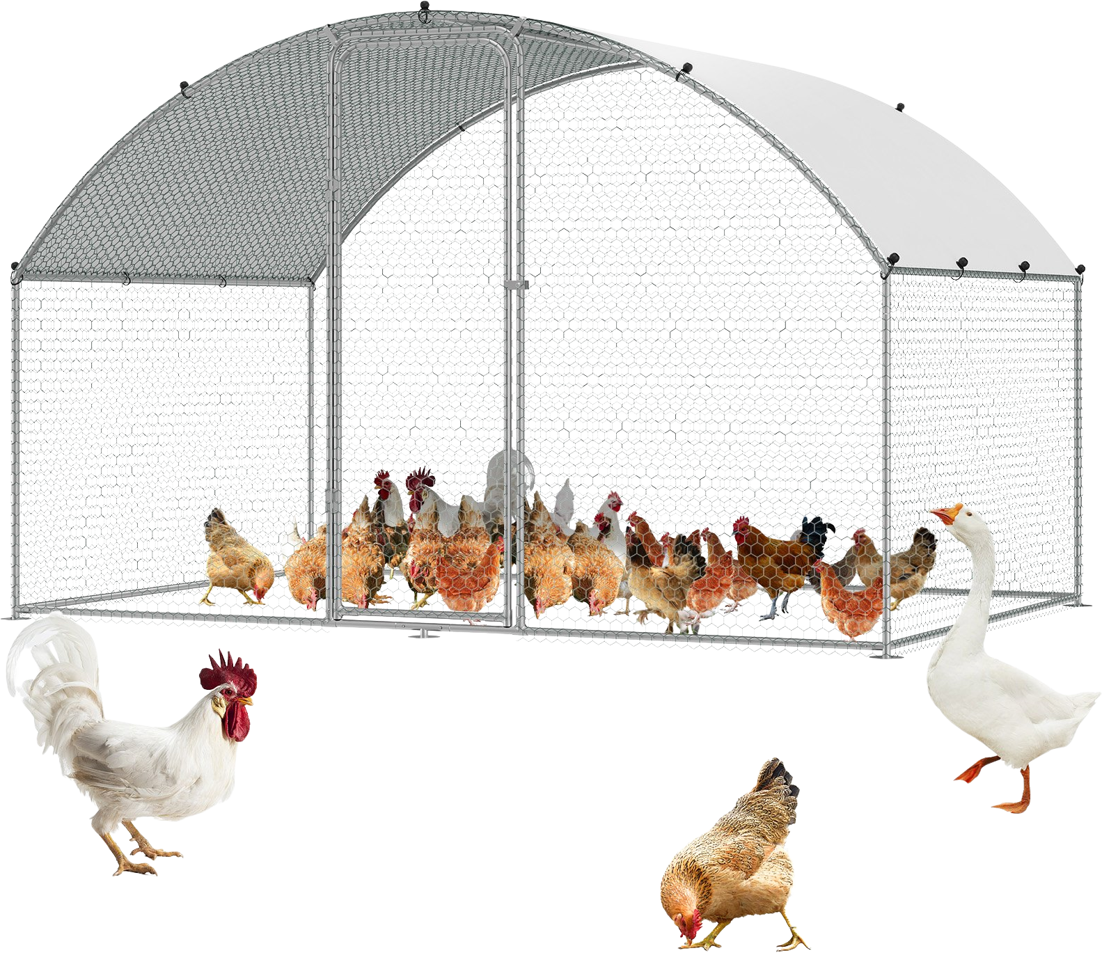 Vevor Chicken Coop 9.8' x 6.5' x 6.5' Dome Walk-in Run Waterproof Cover New