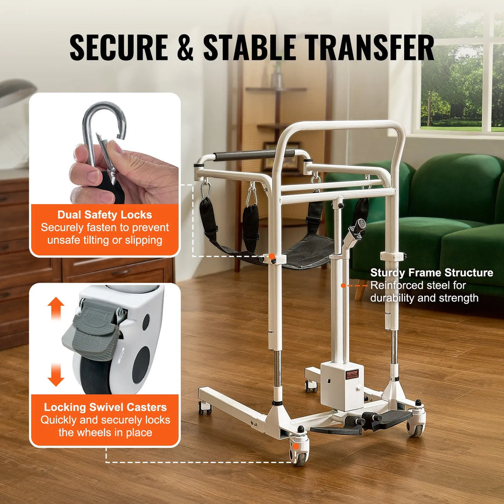 Vevor Electric Patient Lift Transfer Chair Adjustable Height 220 lbs. Capacity New
