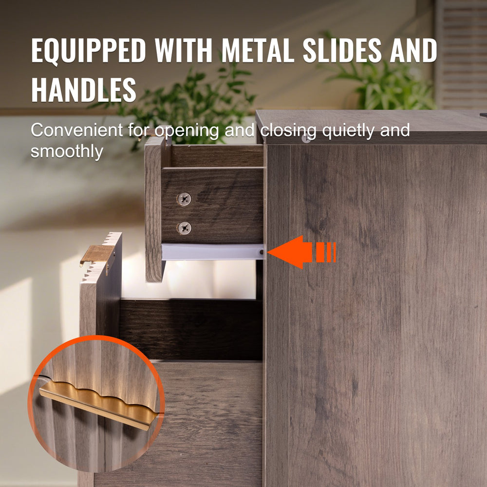 Vevor Farmhouse End Table Night Stand with USB Ports and Outlets Set of 2 New