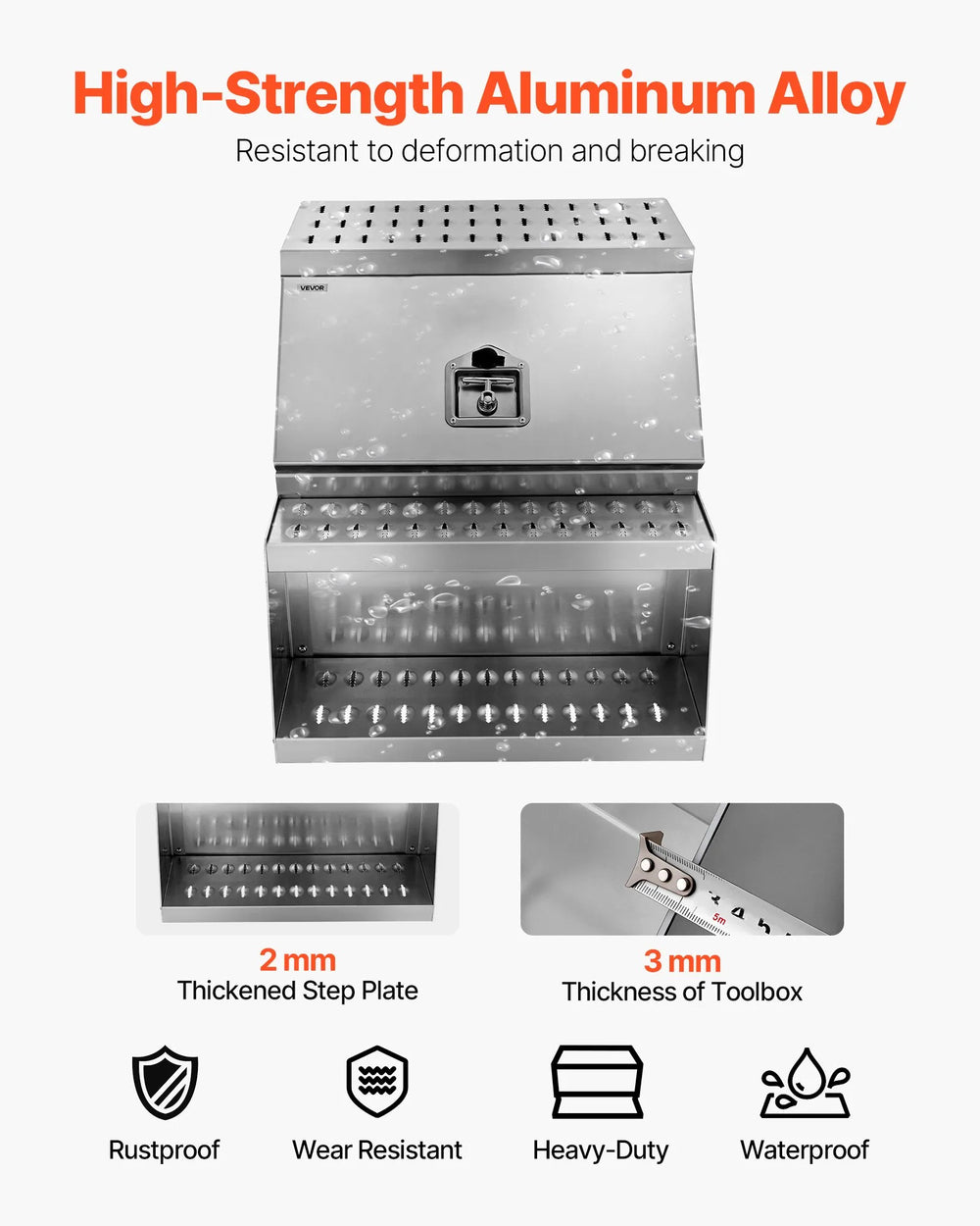 Vevor Semi-Truck Step Tool Box 24" x 27.5" x 25" Aluminum Side Mount with Lock New