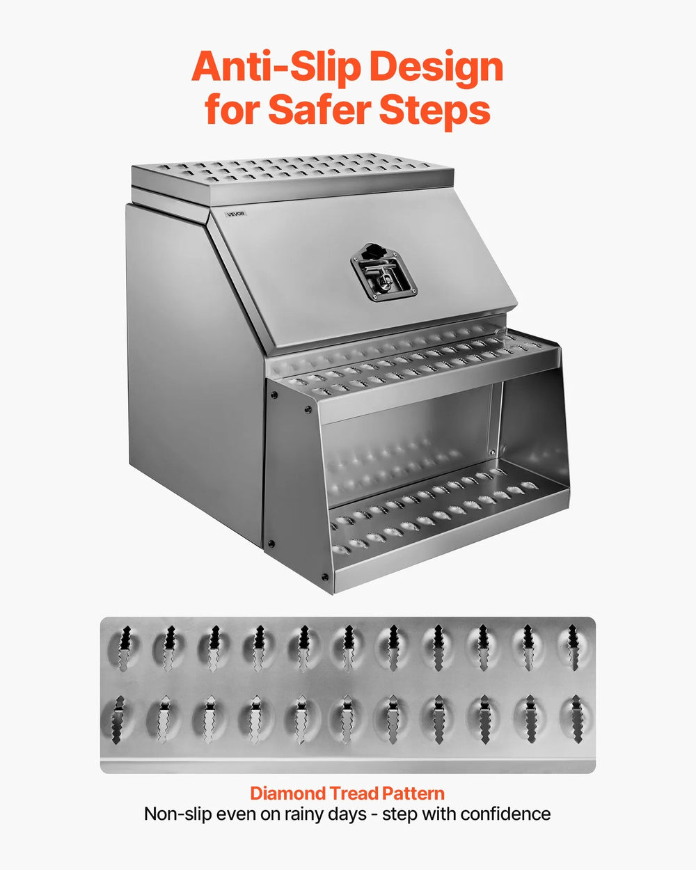 Vevor Semi-Truck Step Tool Box 24" x 27.5" x 25" Aluminum Side Mount with Lock New